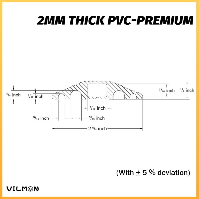 vilmon 6FT Floor Cord Cover-Cord Cover Floor,Power Cable Protector Soft Extension Floor Cable Cover to Organize and Protect Wire on Floor, Electrical Cord Covers for Floor (6ft) - Image 2